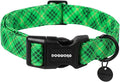 DOGWONG St. Patrick's Day Dog Collar, Green Plaid Dog Collar Soft Durable Adjustable Costume St. Patrick's Day Green Grid Puppy Collar for Small Medium Large Dog