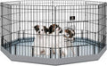 PJYuCien Dog Playpen, 8 Panels 24’’H Dog Pens Indoor with Bottom Pad, Metal Foldable Pet Puppy Exercise Fence Crate Kennel, Better for Small Animals,Grey