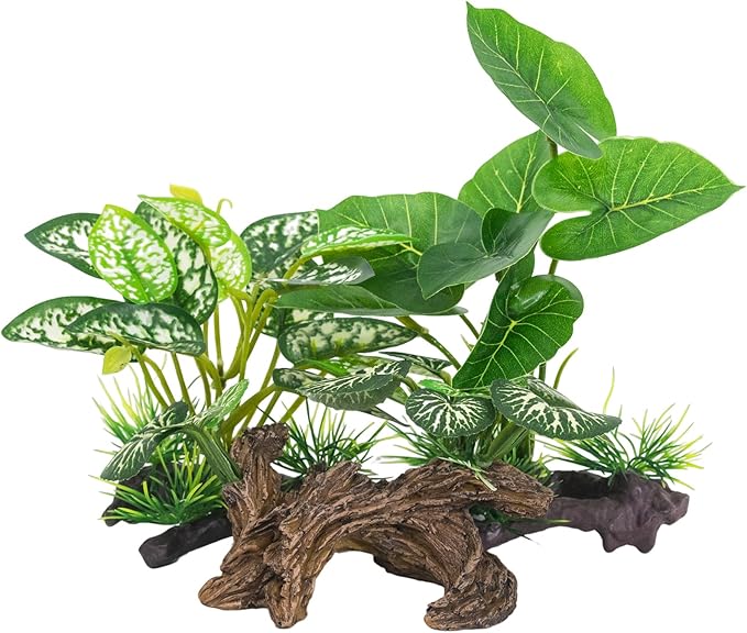 Fish Tank Decorations Aquarium Ornaments 3pcs Betta Silk Leaf Plants Artificial Driftwood Cave Aquarium Plants Accessories