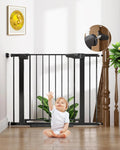 Cumbor 29.7-40.6" Baby Gate for Stairs, Baby Essential Safety Gate, Mom's Choice Awards Winner-Dog Gate for Doorways, Pressure Mounted Auto-Close Pet Gates for Dogs Indoor, Durable Child Gate, Black