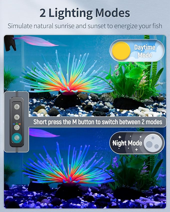 Pawfly 6 W Extendable Aquarium LED Light for 6 to10 Inch Fish Tank with Full Spectrum Brilliant White Blue Red Lights with Daytime & Night Modes and Adjustable Brightness