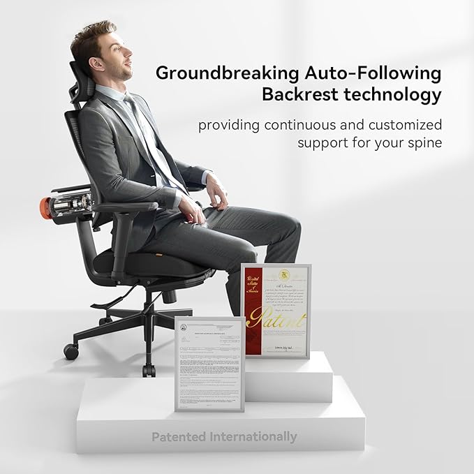 Newtral Ergonomic Office Chair - Home Office Desk Chair with Adaptive Lumbar Support, with Footrest, 4D Armrest, Adjustable Seat Depth & Height