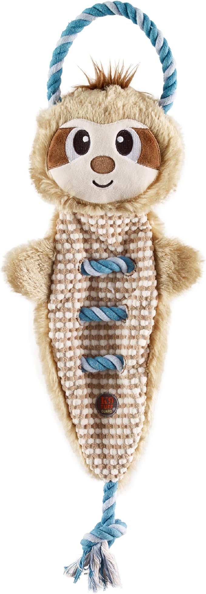 Outward Hound Ropiez Rope Interactive Dog Tug Toy for Tugging Squeaky Fun, 23.6 Inch Sloth, Brown, Large