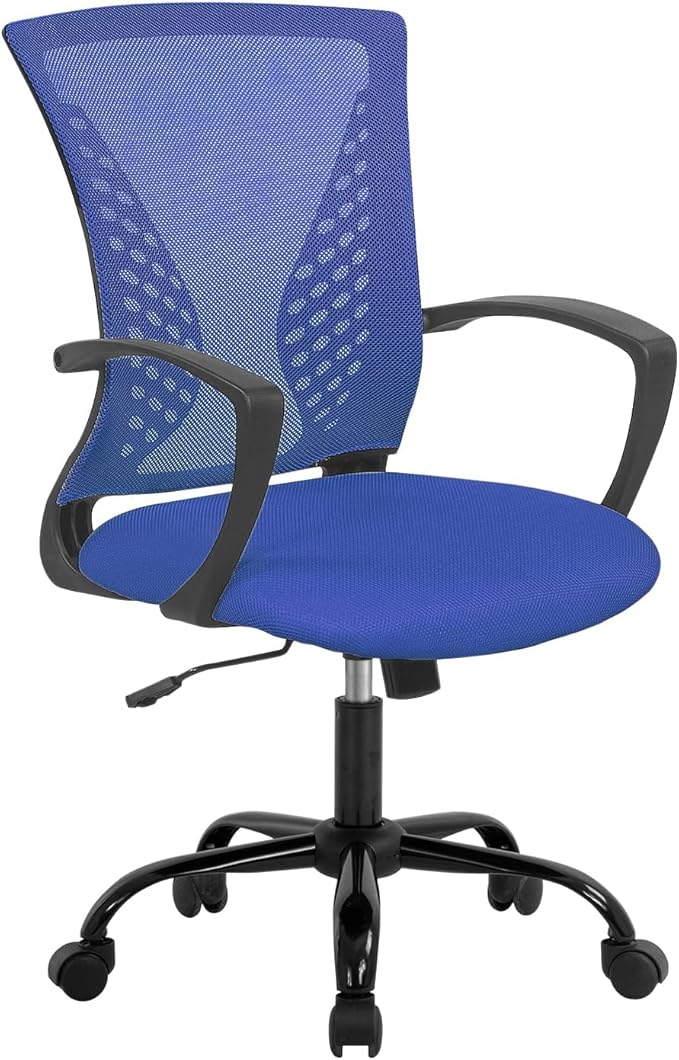 Office Chair Ergonomic Desk Chair Mesh Computer Chair with Lumbar Support Armrest Rolling Swivel Adjustable Task Chair for Adults(Blue)