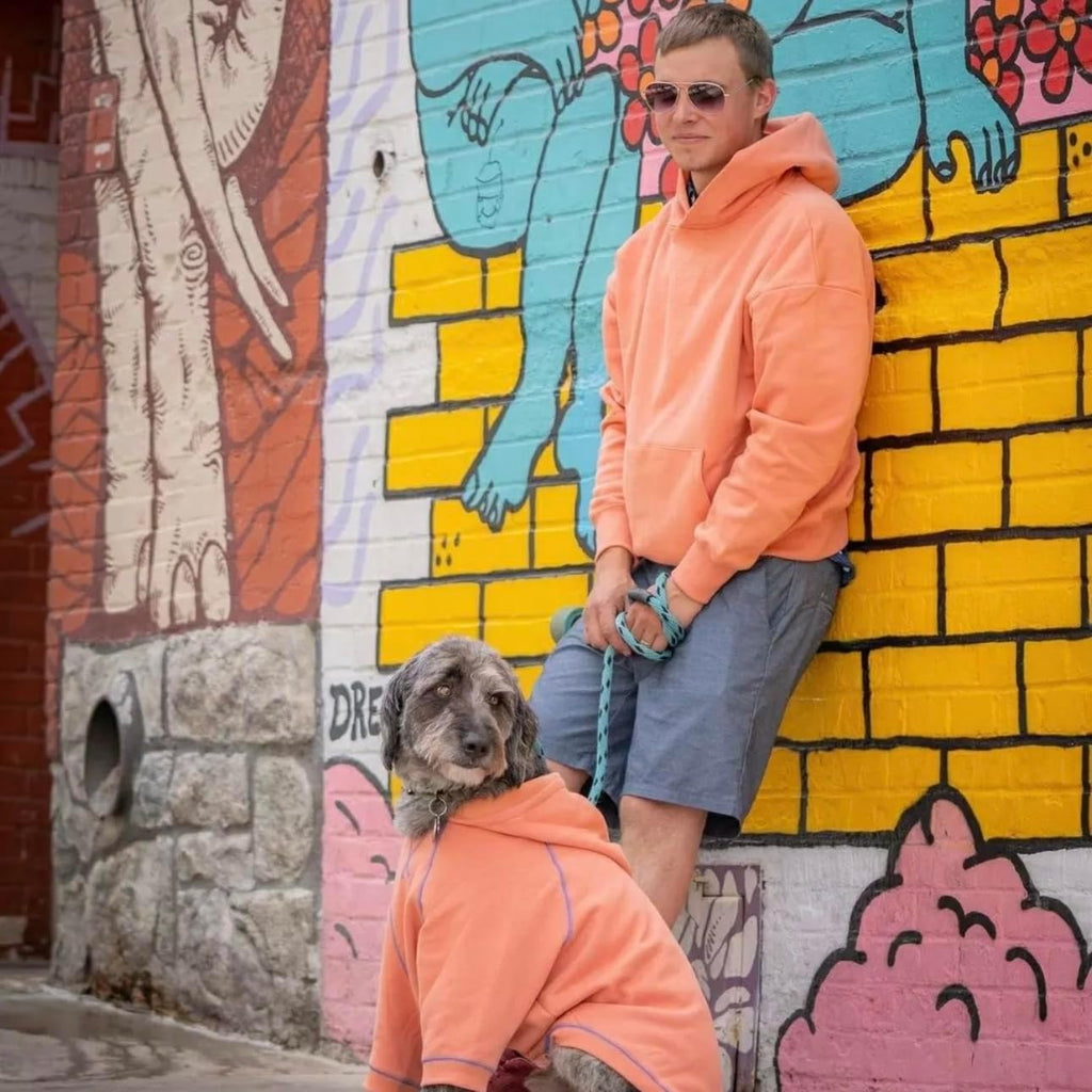 Blueberry Pet Essentials Dog Hoodie – 24 inch, Cotton‑Blend Sweatshirt with Hood, Coral, Machine‑Washable Small‑Dog Jersey