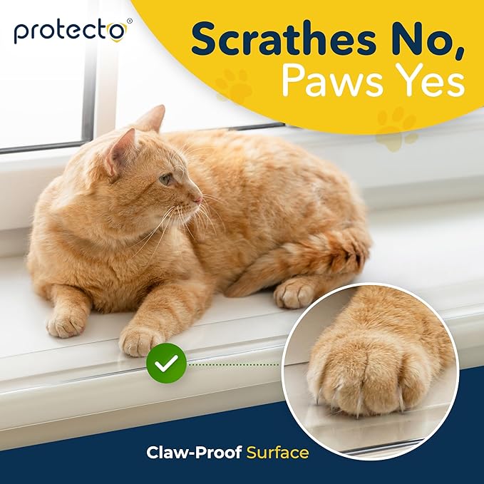 PROTECTO Window Sill Protector from Dogs & Cats, 29.5 x 3.25 Clear Window Guards from Cats Scratching Chewing & Clawing | Keep Your Sills Smooth & Paws Safe | Ultra Strong Window Sill Cover Protection