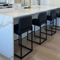PHI VILLA Bar Stools Set of 3 - Counter Height Bar Stool Faux Leather Barstools with Back, 24" Bar Chairs