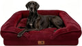 Spotted Play Orthopedic Dog Bed with Sides - Sofa Beds for Extra Large Dogs, Supportive Foam Pet Couch Bed with Washable Removable Cover, Waterproof Lining and Non-Slip Bottom, Burgundy - XXL
