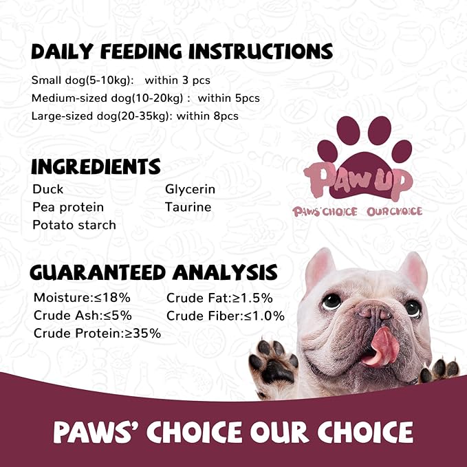 PAWUP Duck Jerky Strips Dog Treats, Training Treats for Dogs w/Taurine, Low Fat, Natural Duck Jerky Cuts for Small Dog, 12.5 oz