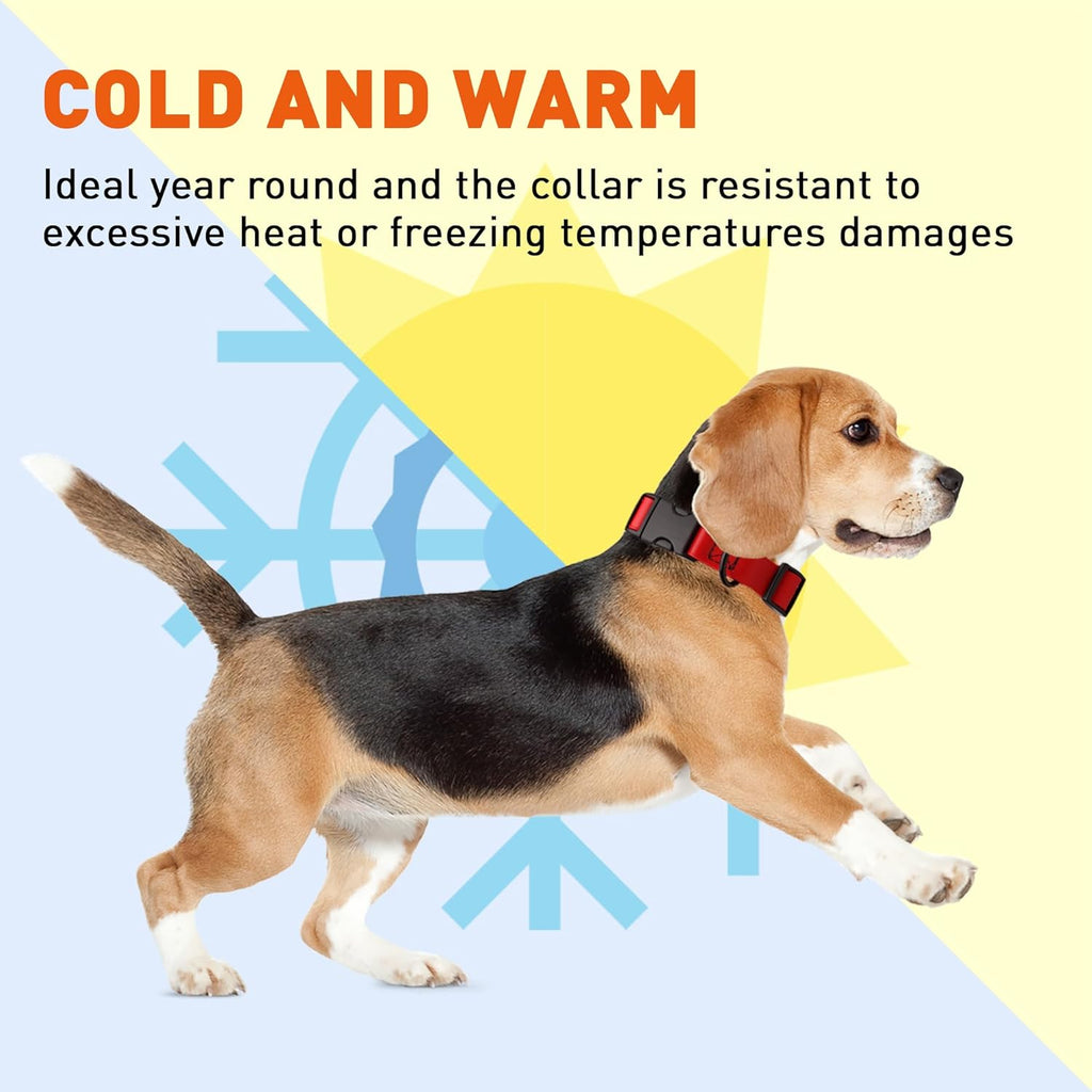 Dogline Biothane Waterproof Dog Collar with Quick Release Buckle Strong Coated Nylon Webbing with Odor- Proof for Easy Care Easy to Clean Fits Small Medium or Large Dogs, Red 1" W 15-23" L