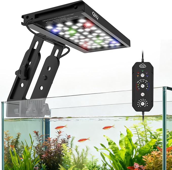 QZQ Fish Tank Light – Aquarium Light 24/7 Mode LED Aquarium Lights for Fish Tank with Adjustable Timer/Brightness, Aquarium Plant Light (16W for 12–20 Inch Tank)