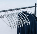 16.5 Inch Metal Clothes Hanger with Non-Slip Rubber Coating, No Shoulder Bumps & No Marks, for Sweaters, T-Shirts, Suits with Pants Bar, Pack of 10, Silver