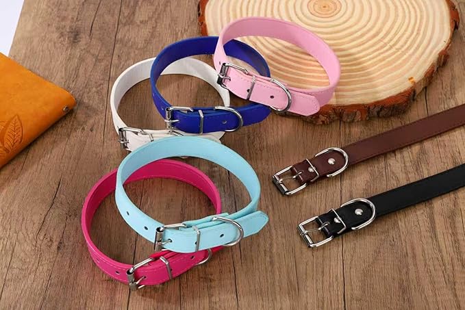 Deep Blue Soft Leather Dog Collar for Small,Medium, Large Dog, Comfortable and Adjustable (Wide: 0.75'' for Dog's Neck: 10''~14'', Deep Blue, M)