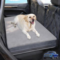 Backseat Dog Bed, Dog Bed for Car Back Seat, 4in Orthopedic Egg Crate Foam Pet Bed with Reversible Plush & Faux Leather for Backseat Extender – Waterproof, Stable Fit, Washable (55"x26.5", Gray)