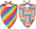 ADOGGYGO Rainbow Dog Bandana, Holiday Pet Scarf, Adjustable Fit Colorful Rainbow Bandanas for Medium Large Dogs Pets (Large)