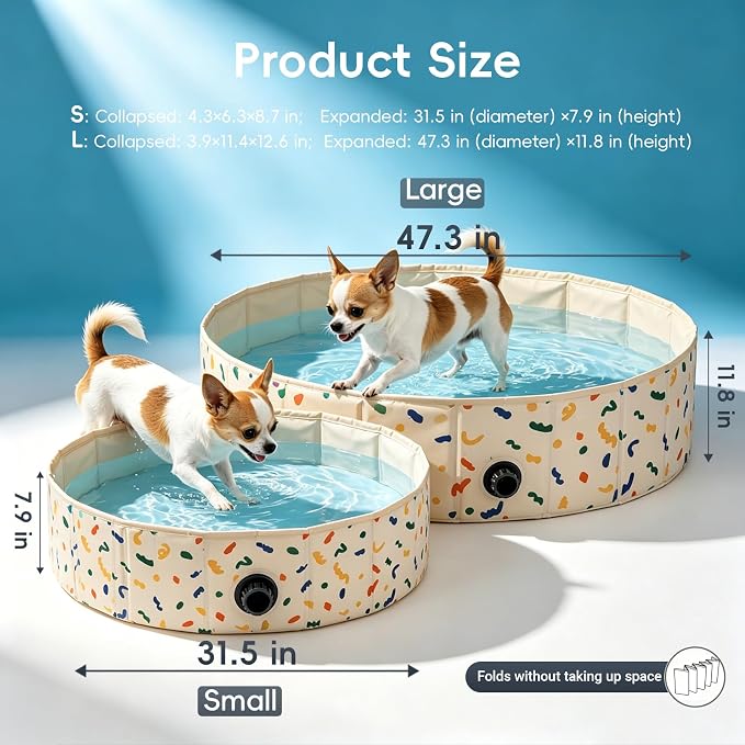 Foldable Dog Pool & Dog Ball Pit with Balls Included, Portable Multifunctional Ball Pit for Dogs & Cats, Anti-Collapse Non-Slip Pet Play Pool (Beige L+85 Balls)