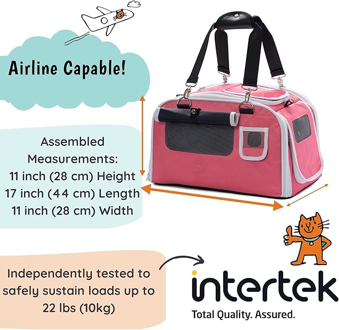 New Premium Soft-Sided 2-in-1 Kittyrama Cat Carrier & Home Hideaway – Vet-Recommended Calming Den, Dual-Use Lounge & Travel Carrier with SBS Zippers, Airline-Approved Under-Seat Fit
