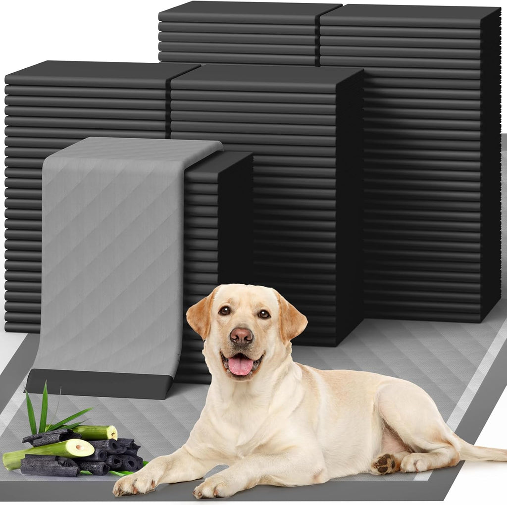 100-Pack X-Large Puppy Pads - 34'' x 28'' Pee Pads for Dogs Potty Training with Leak-Proof Quick-Dry Design, 6-Layer Wee Wee Pads for Dogs, Charcoal, Black