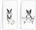 Funny Boston Terrier Dog Hand Towels Set of 2, Gifts for Boston Terrier Dog Owners Lovers, Puppy Pet Decor for Bathroom, Pet Lovers Gifts Toilet Hand Towels for Bathroom Washroom, 16x24In