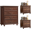 24" Wide Farmhouse Nightstand Set of 2, 54" 7 Drawers Dresser, 37" Tall Rustic Chests of Drawers w/ 4 Solid Wood Feet, Farmhouse Furniture Series for Living Room,Bedroom,Brown