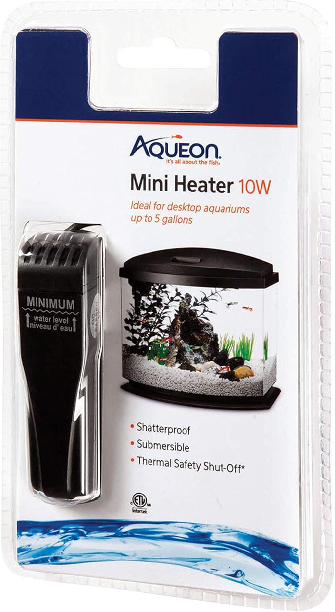 Aqueon Small Aquarium Fish Tank Submersible Mini Flat Heater Up to 5 Gallon Aquariums, 10 Watts