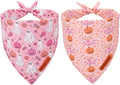 ADOGGYGO Halloween Dog Bandana, Pink Pumpkin Ghost Scarf, Adjustable Fit Female Halloween Bandanas for Small Dogs Puppies (Small)