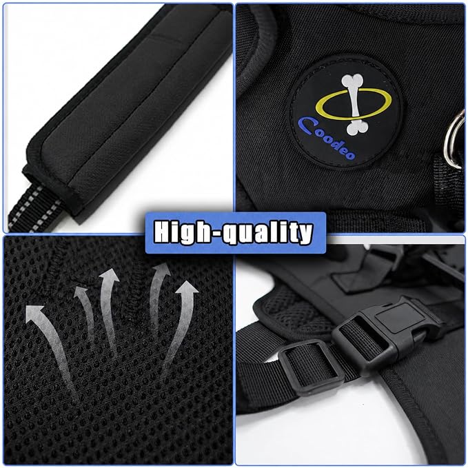 COODEO Dog Lift Harness for Large Dogs, Full Body Support Mobility Aid for Senior Dogs, Adjustable Help for Weak Hind Legs, Arthritis, Stairs & Cars(Black,XXL)