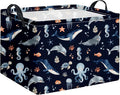 HIYAGON Rectangular Ocean Basket Kids Baby Storage Bin Toy Organizer Box for Boys Under the Sea Nursery Decor(Ocean)