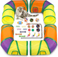 Retro Shaw Cat Toys with Cat Tunnels, Interactive Kitten Toys for Indoor Cats Kitty, Cat Tube Tent Feather Wand Teaser Bell Fuzzy Ball Springs Mouse (25 Pcs Extra Large Cats Tunnel Set)