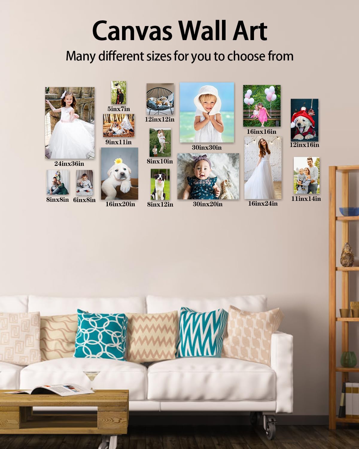 AbcCustomize Canvas Prints with Your Photos, Personalized Photo To Canvas Print for Bedroom, Living Room, Farmhouse Office Decor,Custom Canvas Wall Art for Gifts & Keepsakes, Ready to Hang
