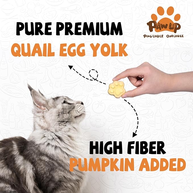 PAWUP Freeze Dried Cat & Dog Treats, Natural Quail Egg Yolk, High Fiber Pumpkin Added, High-Protein Pet Snacks for Coat & Gut Health, 3.5 oz