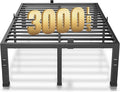 MAF 18 Inch King Size Bed Frame No Box Spring Needed Heavy Duty Platform King Bed Frame Steel Slat Support High Platform Bedframes with Storage Size Black Metal