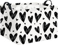 HIYAGON Rectangular Gift Basket Kids Baby Storage Bin Toy Organizer Box for Girls Love Room Decor(Black Light Heart)