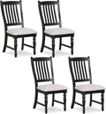 Giantex Wood Dining Chairs Set of 4, Farmhouse Black Kitchen Chairs with Solid Wood Frame, Max Load 355 Lbs, Armless Upholstered Dining Side Chairs with Cushion Seat, Slat Back Dining Room Chair