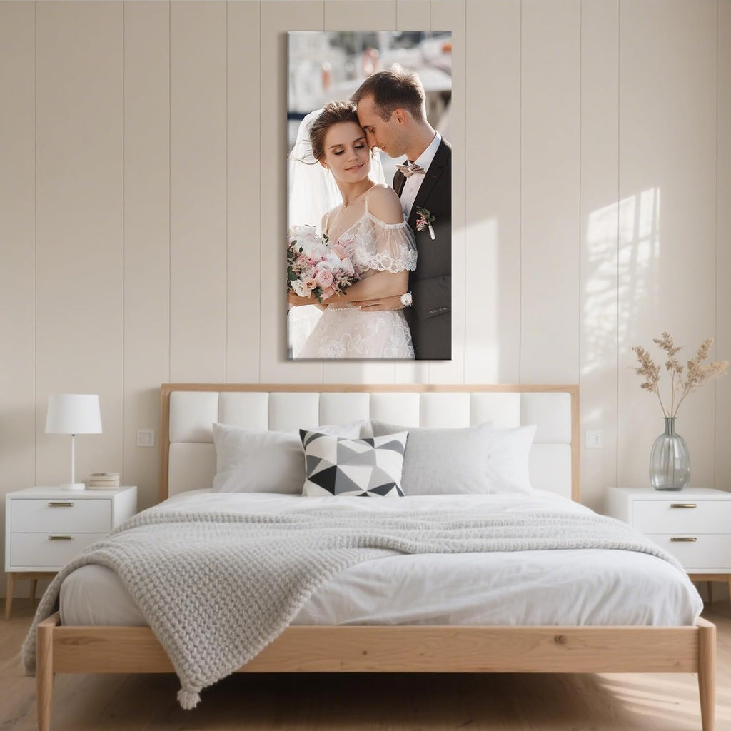 Personalized Custom Canvas Prints with Your Photos & Text, Customized Picture Print, Transform Own Images Into Framed Wall Art Digitally Printed Photo to Canvas, Keepsakes Gifts for Family 20x40’’