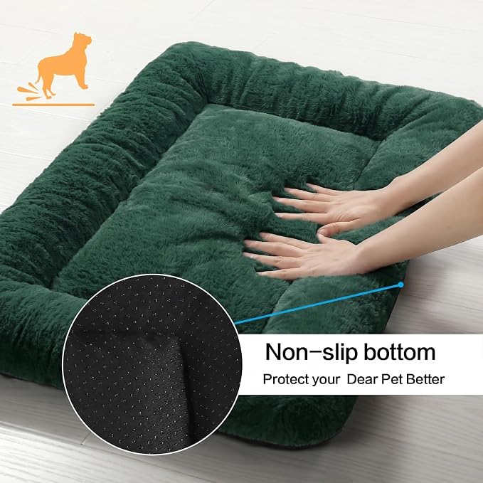 Dog Crate Pad Washable Dog Bed for Crate Medium Cozy Mat 30-Inch Green | Ultra Soft Kennel Pad,Anti-Slip Bottom,Fits for Most Metal Crates,Comfortable Sleeping Pet Mat