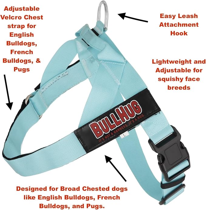 Adjustable Dog Harness– No Pull, No Choke – for English Bulldogs, French Bulldogs, Pugs & Broad-Chested Breeds – Easy, Safe Walks (Pizza, Large)