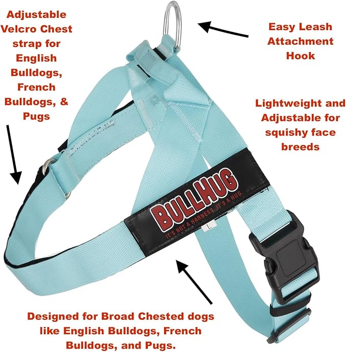 Adjustable Dog Harness– No Pull, No Choke – for English Bulldogs, French Bulldogs, Pugs & Broad-Chested Breeds – Easy, Safe Walks (Caution, Small)