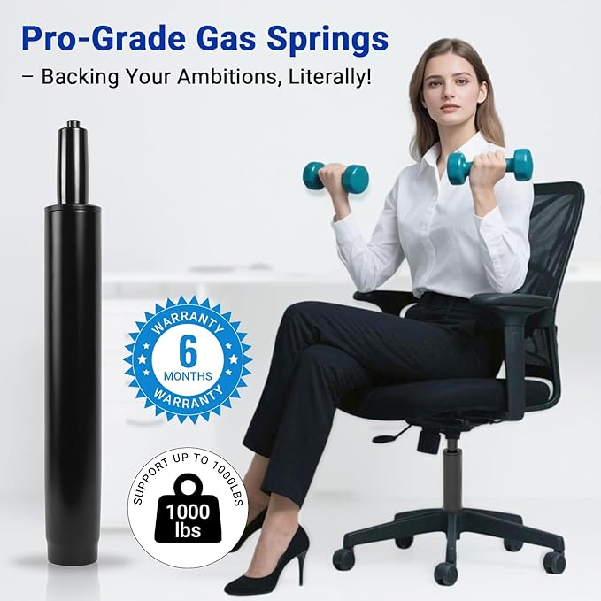 8" Office Chair Cylinder Replacement - Heavy Duty 1000lbs Class 4 Hydraulic Lift with Silent 360° Rotation, Universal Pneumatic Piston Fit for Sinking Barstool/Desk/Gaming Chairs