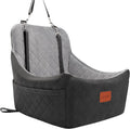 Dog Car Seat for Dogs Up to 35lbs,Fully Detachable and Washable,Memory Foam Covered Soft Fabric,Easy to Install with Adjustable Straps,Anti-Slip Bottom,Two Side Pockets(Black/Grey,Medium)