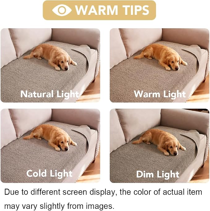 H.VERSAILTEX Non Slip Pet Couch Cover Chenille Dog Bed Protector Thick Soft Sofa Slipcover Pet Friendly Washable Couch Cushion Covers for Pets (68" x 82", Taupe)
