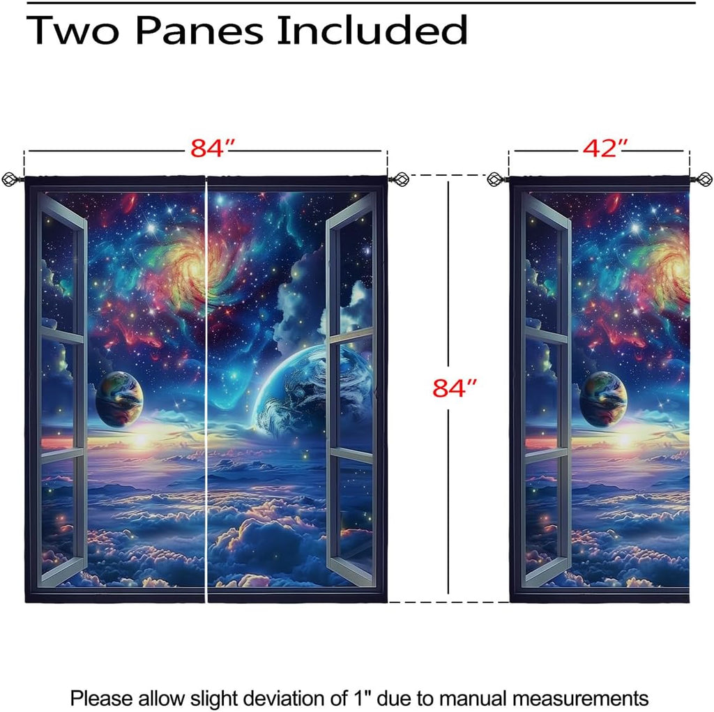 Space Galaxy Blackout Curtains for Girls Boys Kids Home Decor, Universe Nebula Galaxies Solar Planet Grommet Thermal Insulated Drapes Darkening Window Curtain for Bedroom Living Room, 84 x 84 Inch