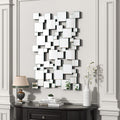 KOHROS Large Silver Wall Mirrors Decorative 48×32 Inch Modern Art Geometric Patchwork Mirror for Wall Decor, Living Room & Entryway Decor, 3D Space - Extending Wall - Mounted Mirror