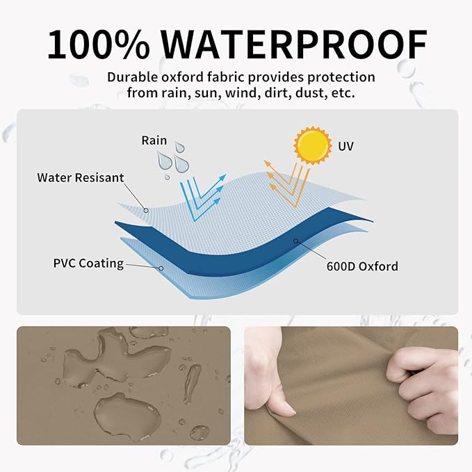 Easy-Going Waterproof Outdoor Loveseat Protect, Heavy Duty 2-Seater Patio Couch Windproof Furniture Cover with Air Vent (58Wx32.5Dx31H inch, Camel/Dark Brown)