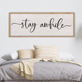 LuZhiQiang Stay Awhile Home Sign Wall Decor 40"X15" Large Solid Wood Frame For Hallway Living Room Entryway Wall Art Hanging (Wood)