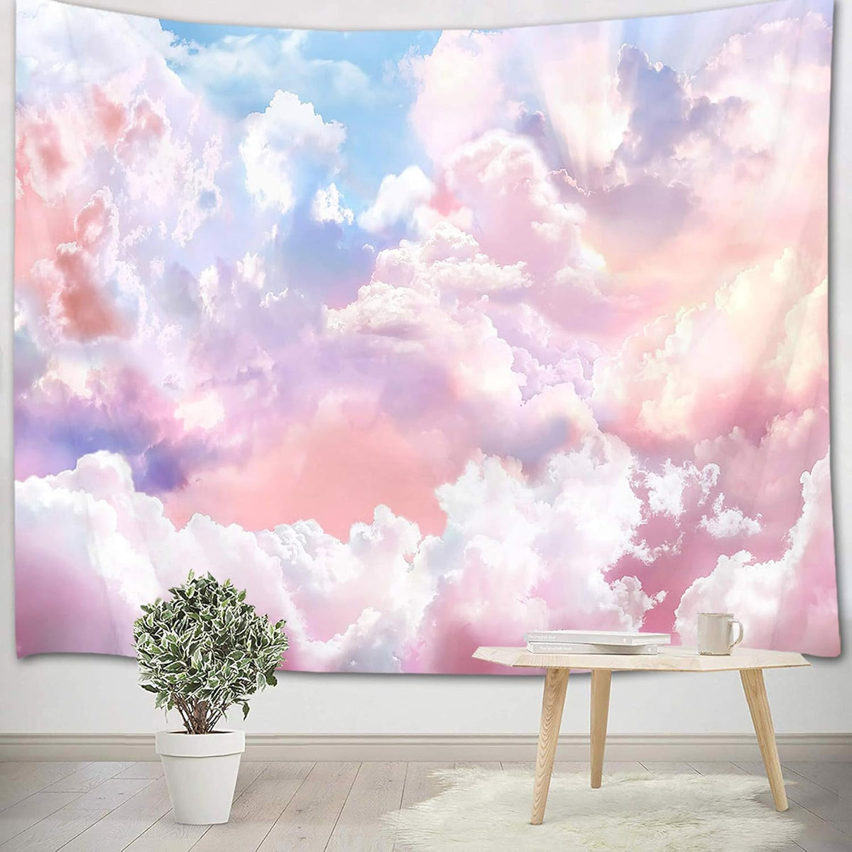 HVEST Pink Cloud Tapestry Colorful Abstract Clouds Natural Landscape Tapestries Wall Hanging for Bedroom Living Room Teen Dorm Indie Decor Poster Blanket,80x60 Inches