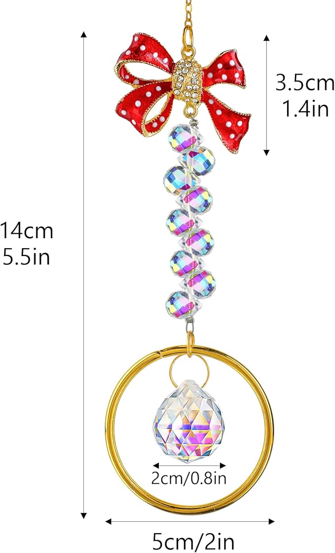 H&D HYALINE & DORA Crystal Suncatcher Rhinestones Bow-Knot Pendant Garden Sun Catcher Crystals Hanging Decor for Windows Christmas Home