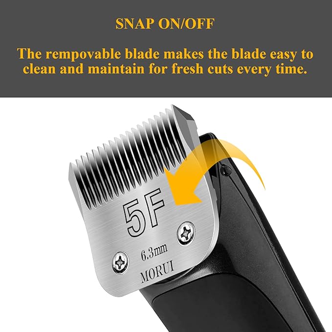 5F Cut Length 1/4”(6.3mm) Detachable Pet Dog Clipper Blades UltraEdge Series Clipper Blades for Dog Grooming Compatible with Most Andis,Oster A5 Wahl KM Series Clippers