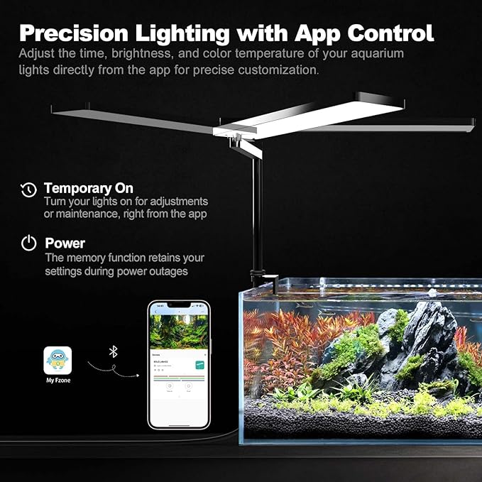 FZONE Solo Series Nano LED Aquarium Light, Full Spectrum and Dimmable, App-Controlled, for Freshwater and Planted Tanks