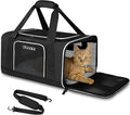 Small Pet Carrier 18" L x 13" W x 9.5" H Airline Approved, Black | for Southwest Airlines, Lockable Safety Zippers and Anti-Scratch Mesh, Pets Under 10 lbs